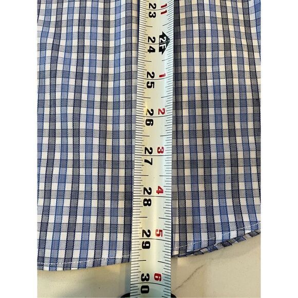 UNTUCKit Men’s Winkle Free Plaid Button Down Shirt Blue White Black - Picture 8 of 8